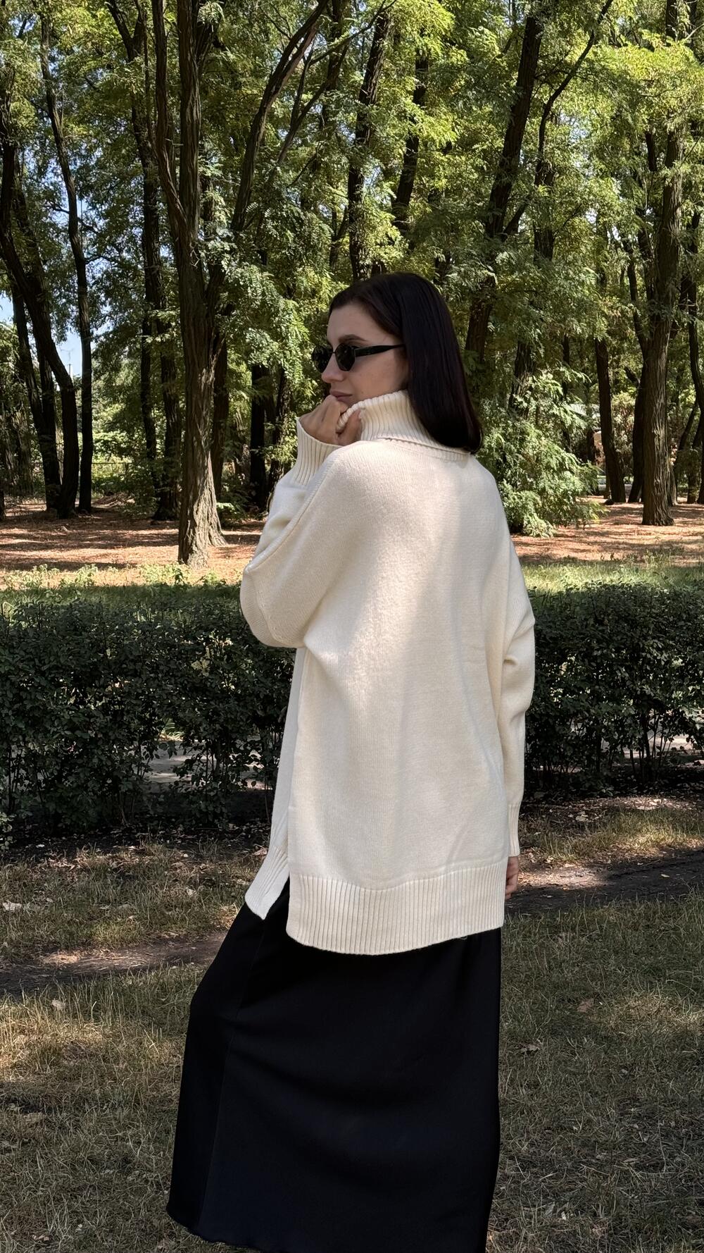 Туніка з розрізами та обʼємним комірцем Un7035 Lara M/L, Крем-брюле