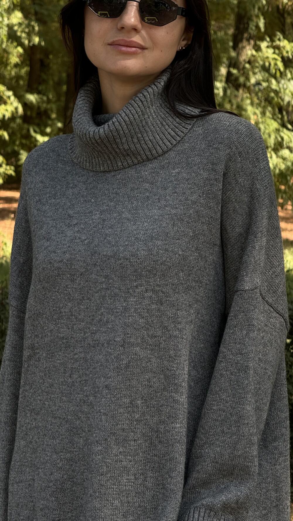 Туніка з розрізами та обʼємним комірцем Un7035 Lara S/M, Графітовий