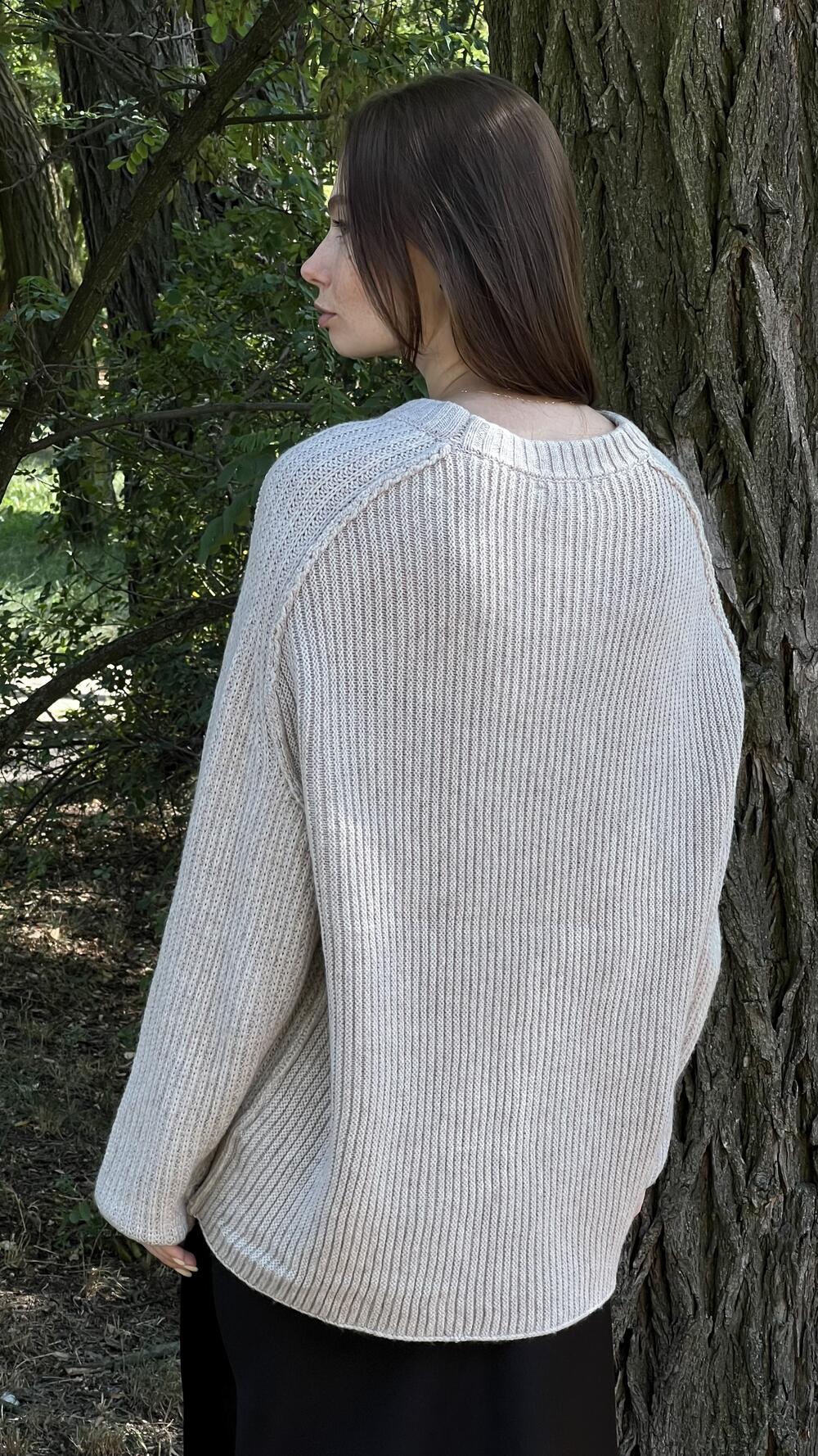 Светр з швом назовні у формі кокона Un7038 Lara M/L, Бежевий