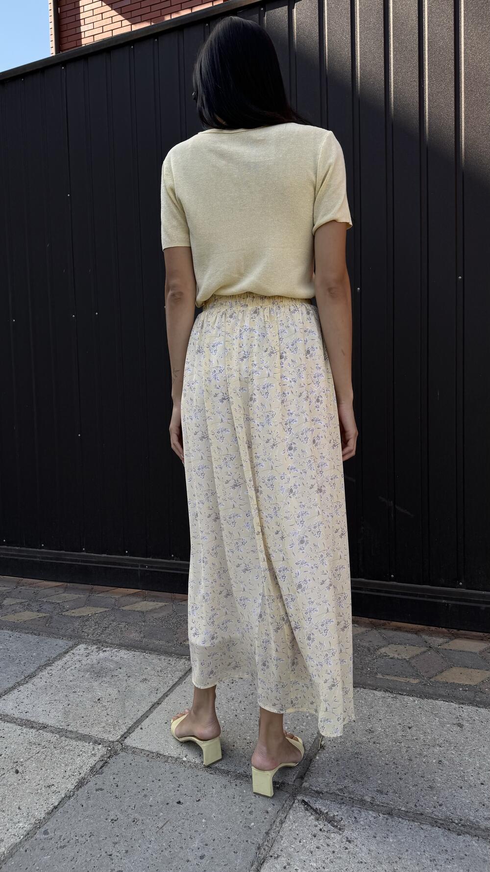 Спідничка міді з підкладою в квітковий принт Morfin M, Жовтий