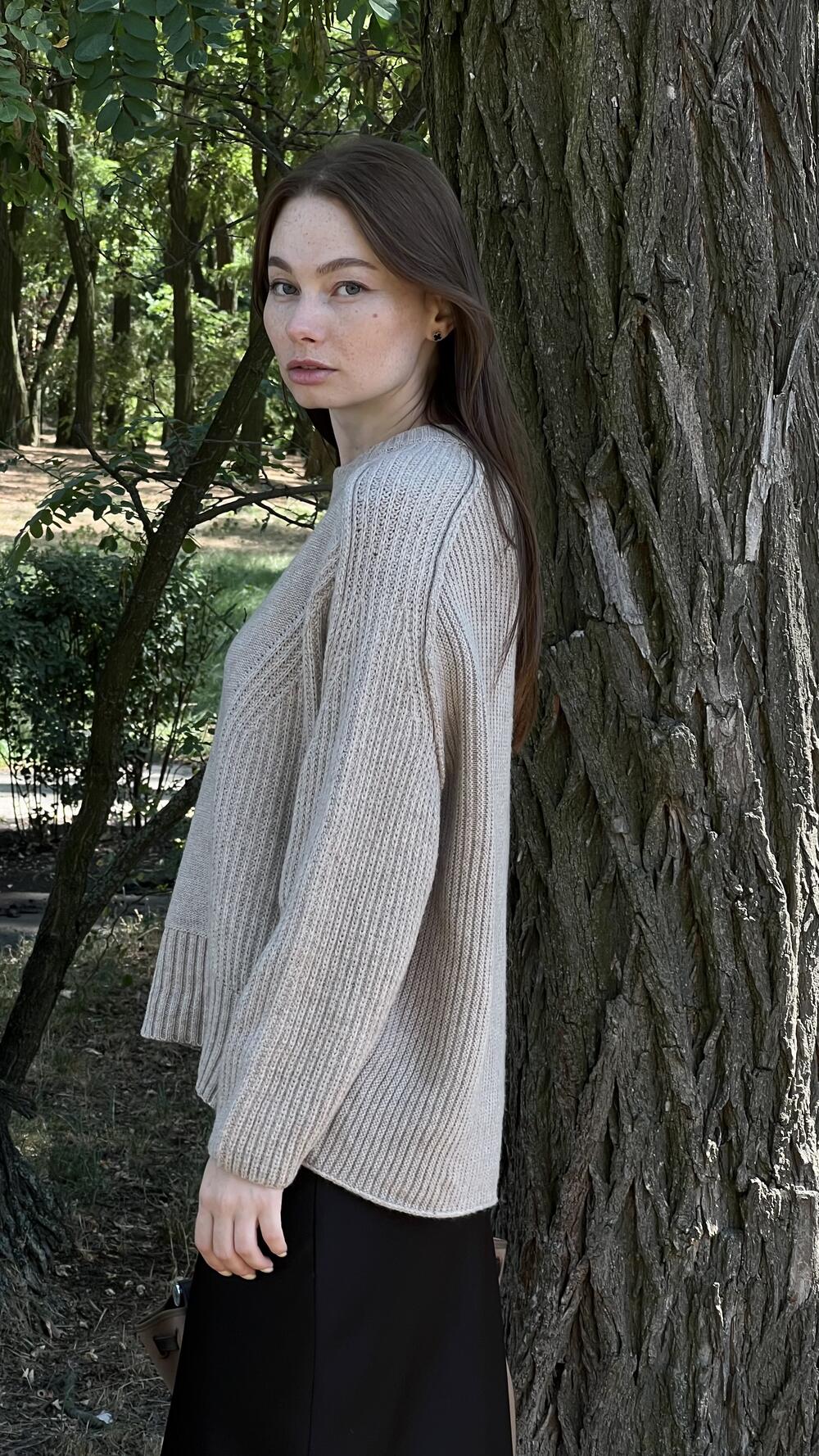 Светр з швом назовні у формі кокона Un7038 Lara S/M, Какао