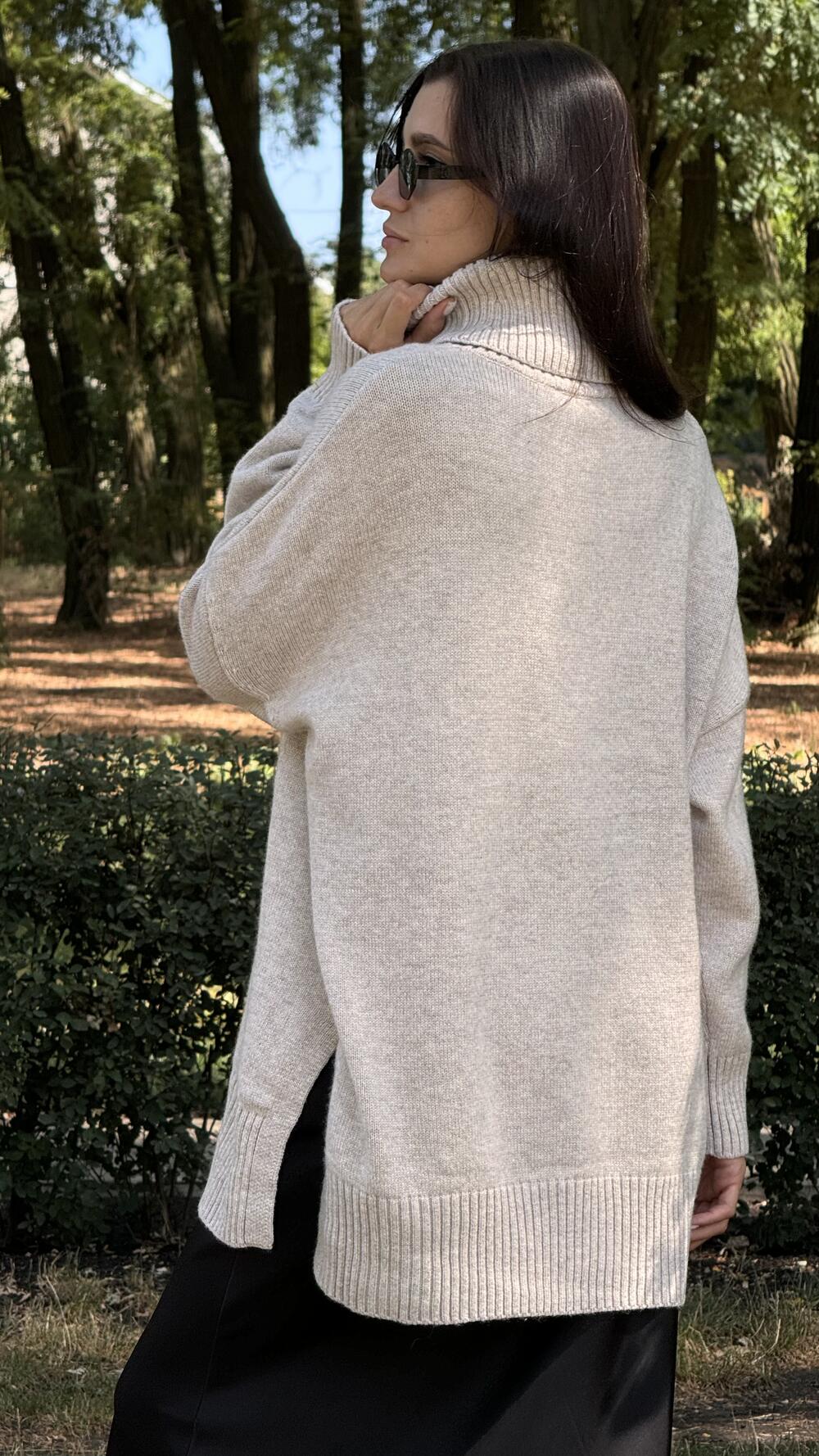 Туніка з розрізами та обʼємним комірцем Un7035 Lara M/L, Какао