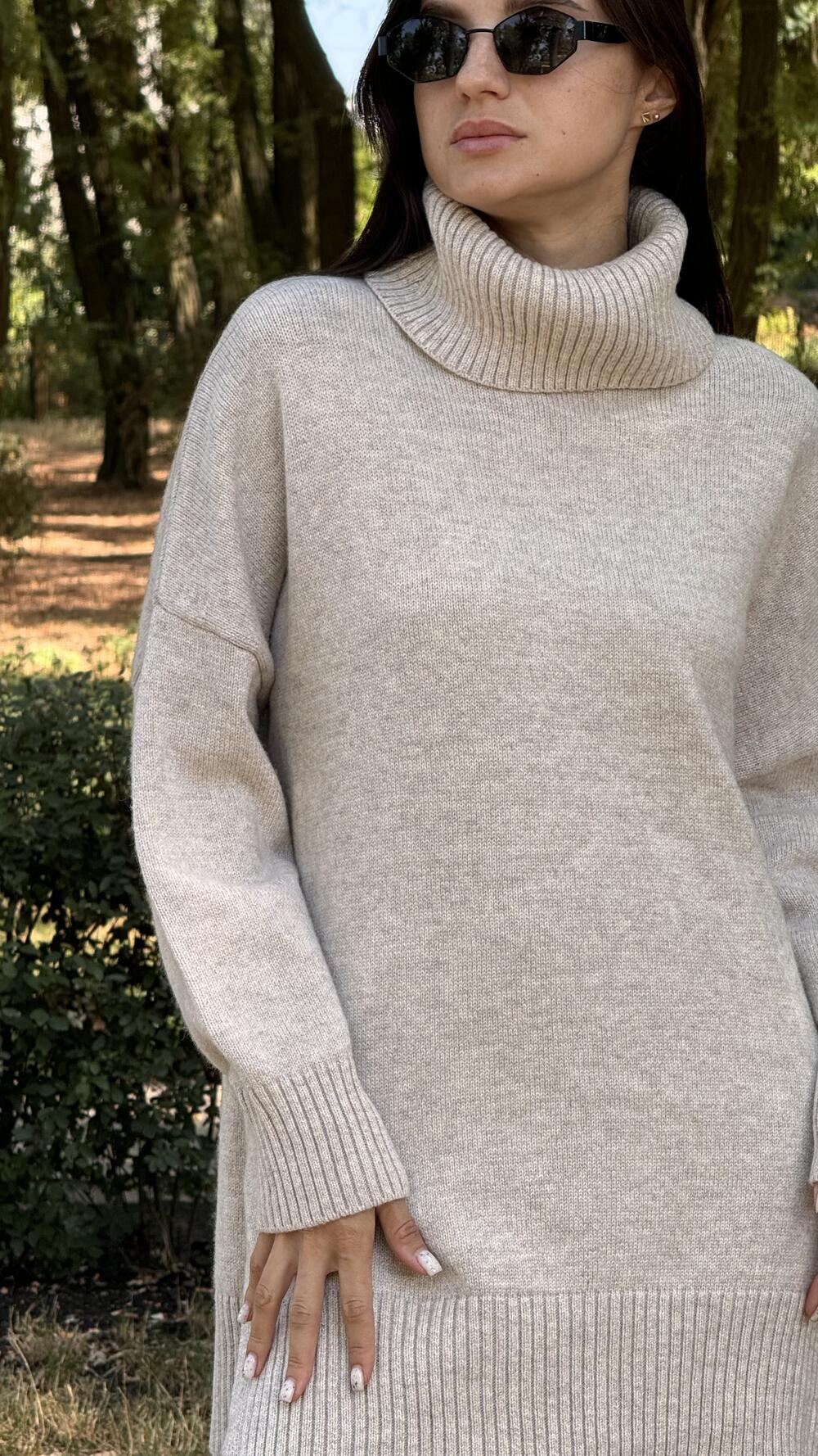 Туніка з розрізами та обʼємним комірцем Un7035 Lara M/L, Какао