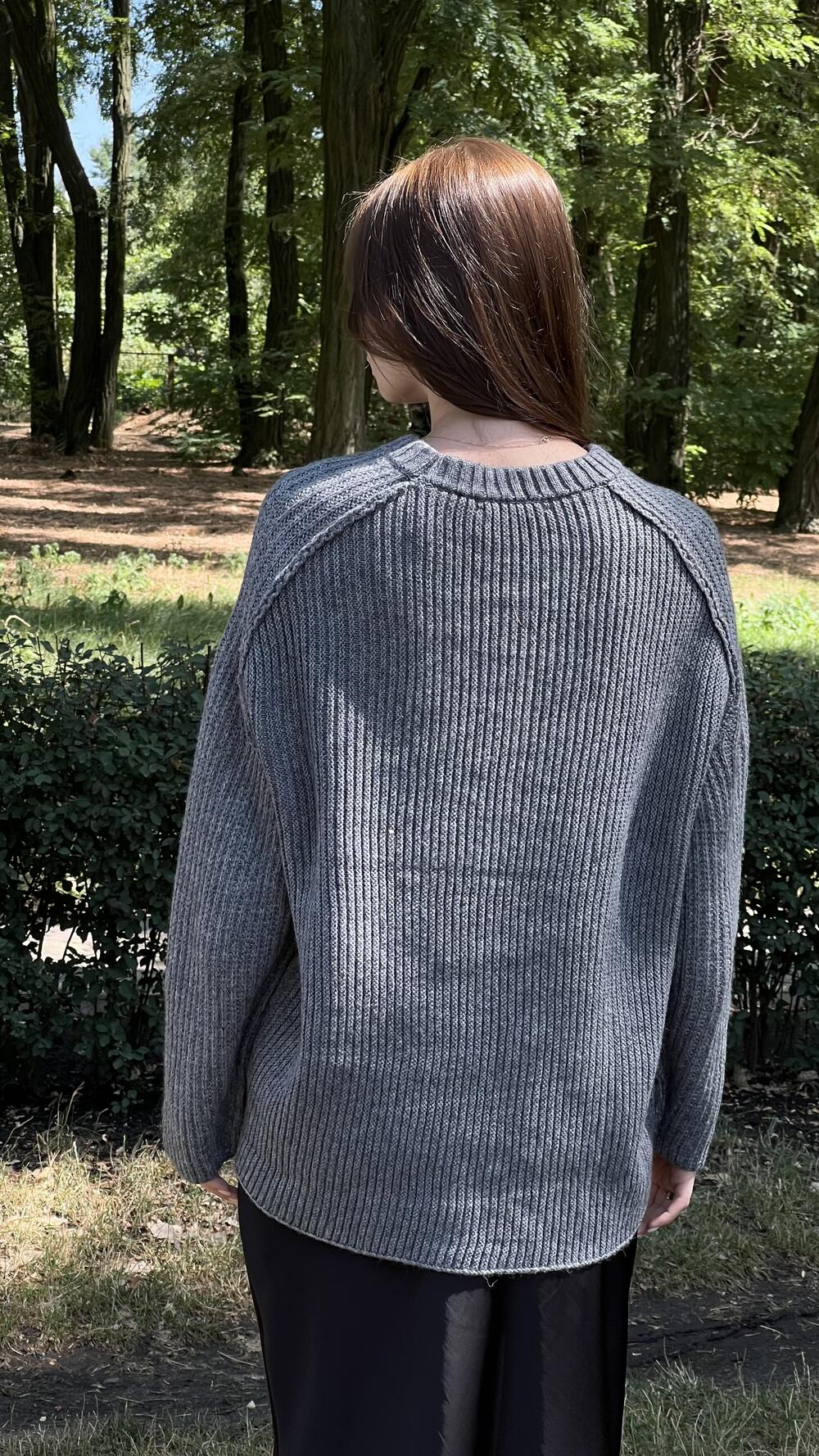 Светр з швом назовні у формі кокона Un7038 Lara M/L, Графітовий