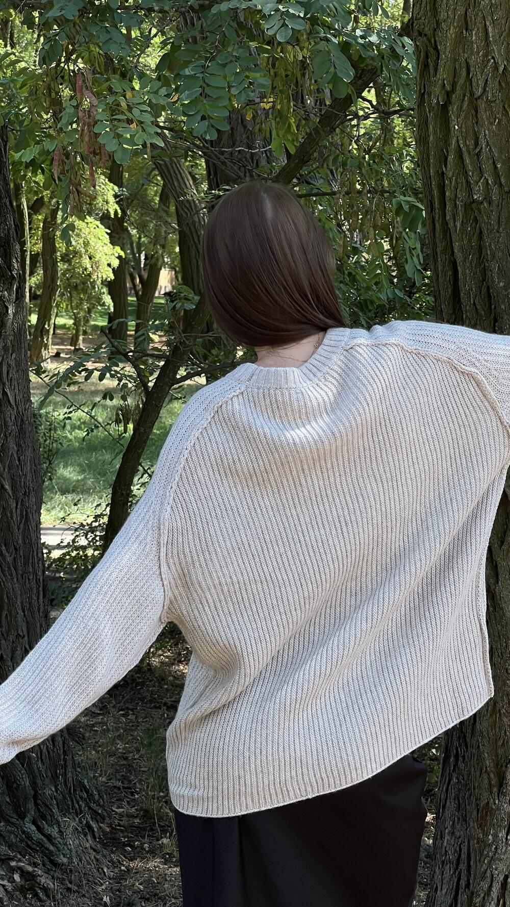 Светр з швом назовні у формі кокона Un7038 Lara M/L, Бежевий