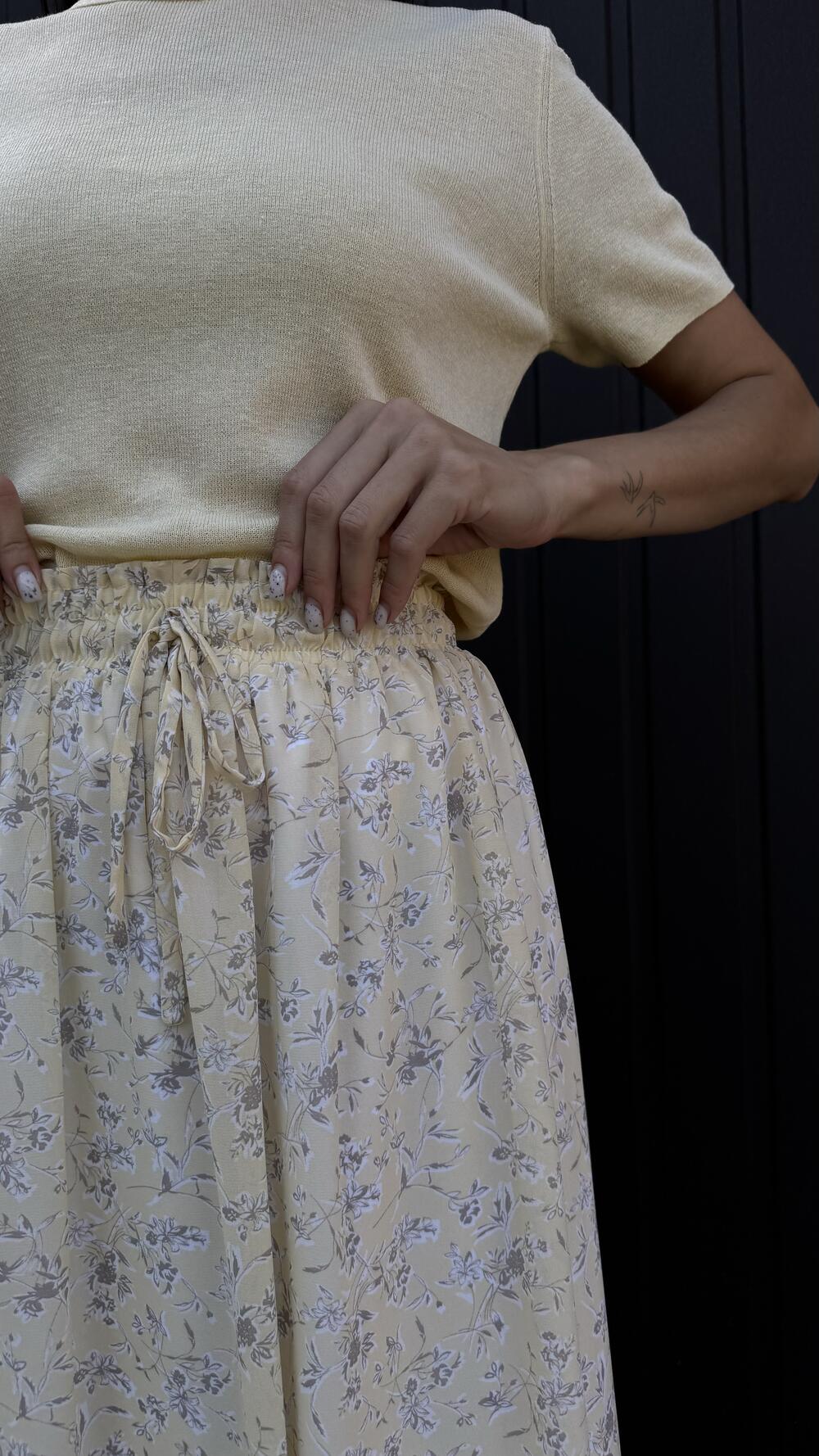 Спідничка міді з підкладою в квітковий принт Morfin M, Жовтий