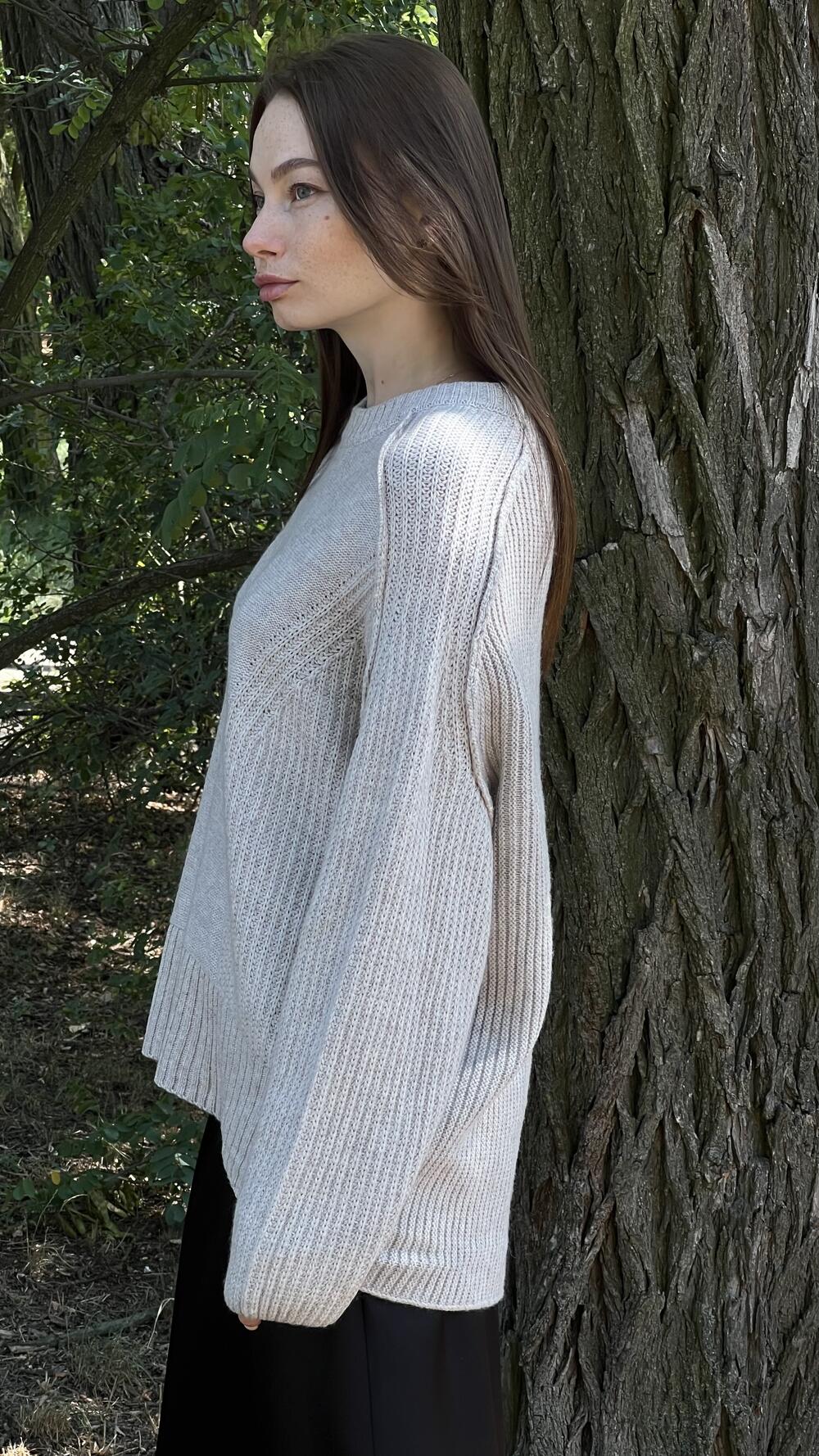 Светр з швом назовні у формі кокона Un7038 Lara M/L, Бежевий