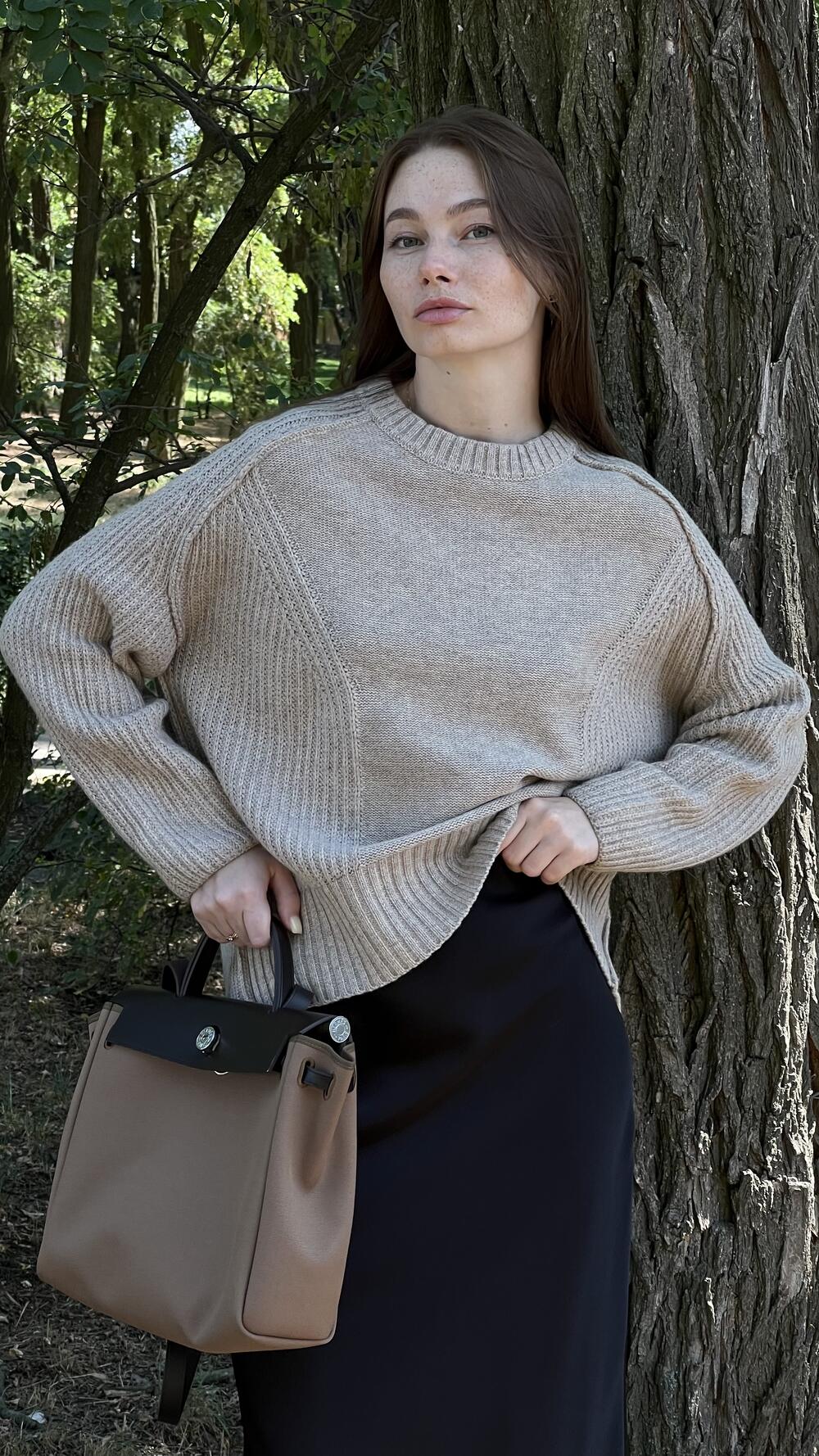 Светр з швом назовні у формі кокона Un7038 Lara S/M, Какао