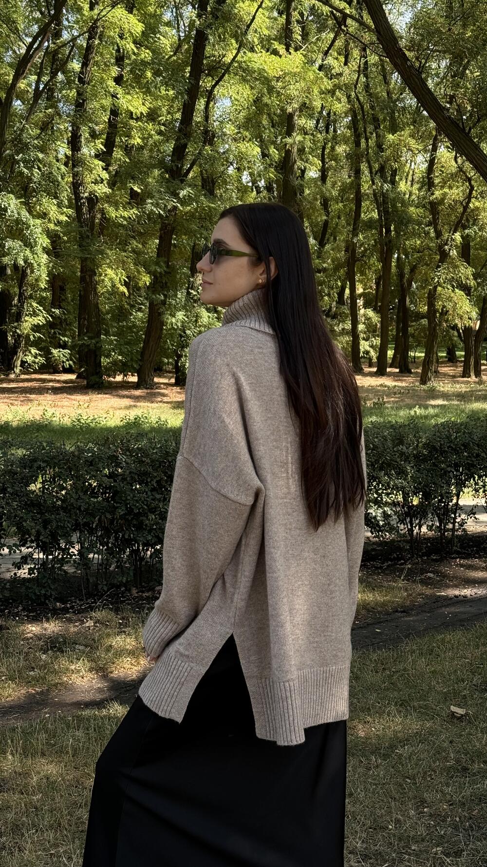 Туніка з розрізами та обʼємним комірцем Un7035 Lara M/L, Мокка