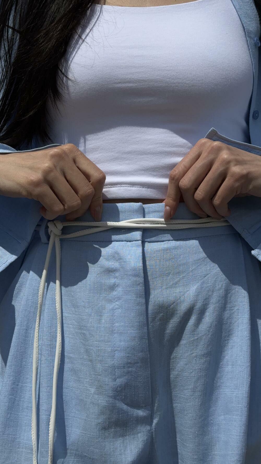 Шорти льняні, з защипами Morfin M, Блакитний