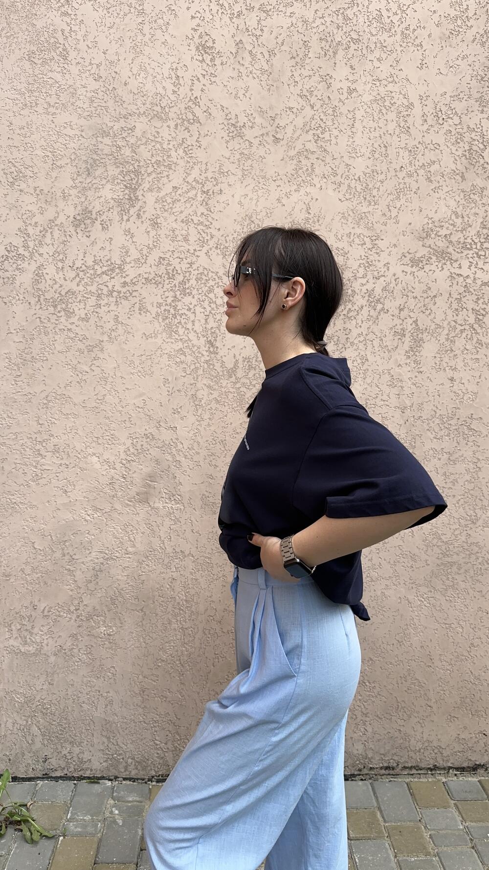 Брюки льняні з защипами Morfin S, Блакитний