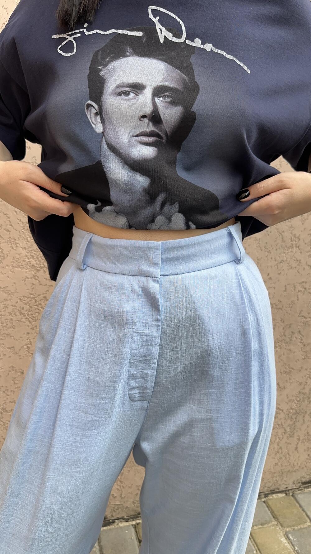 Брюки льняні з защипами Morfin M, Блакитний